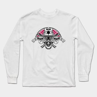 Skeleton blindfolded with a handgun Long Sleeve T-Shirt